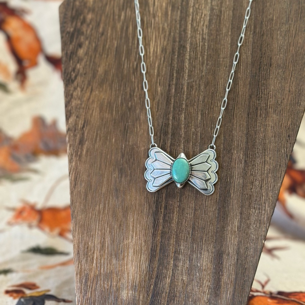 Silver and Turquoise Pendant Necklace